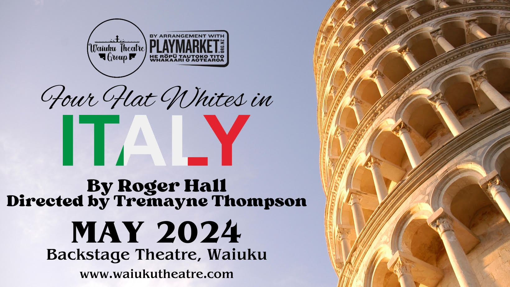 Book now for Four Flat Whites In Italy Waiuku Theatre Group